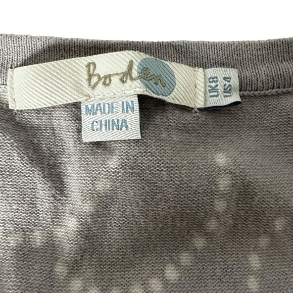 Boden Gray Crewneck Button Front Cardigan size 4 - Picture 2 of 4